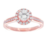 Load image into Gallery viewer, 14K Rose Gold Round Halo Diamond Engagement Ring With Accented Band