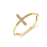 Load image into Gallery viewer, MICHAEL M 14K Yellow Gold Diamond Cross Ring