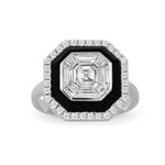 Load image into Gallery viewer, 18K White Gold Ring with Diamonds and Black Onyx