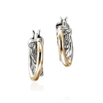 Load image into Gallery viewer, JOHN HARDY Essential Silver and 14K Yellow Gold Crossover Hoop Earring 15mm