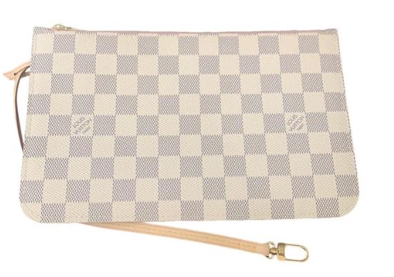 Pre-Owned LOUIS VUITTON Neverfull Wristlet Pochette From The Damier Azur Collection