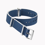 Load image into Gallery viewer, OMEGA NATO Strap Striped Blue and White Racetrack-Style 19-20mm