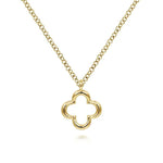 Load image into Gallery viewer, 14K Yellow Gold Open Clover Pendant Necklace