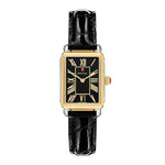 Load image into Gallery viewer, MICHELE Deco Park Two-Tone 18K Gold-Plated Watch with Black Leather Strap 29mm