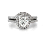 Load image into Gallery viewer, ESTATE 14K White Gold Diamond Halo Wedding Set - Proposal Ready