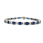Load image into Gallery viewer, 18K White Gold Sapphire and Diamond Tennis Bracelet