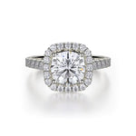Load image into Gallery viewer, MICHAEL M 18K White Gold Monaco Diamond Halo with Sidestones Engagement Ring