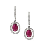 Load image into Gallery viewer, 14K White Gold Ruby and Diamond Drop Earrings