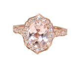 Load image into Gallery viewer, 18K Rose Gold Morganite and Diamond Halo Ring