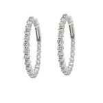 Load image into Gallery viewer, 18K White Gold Inside Outside  Diamond Hoop Earrings