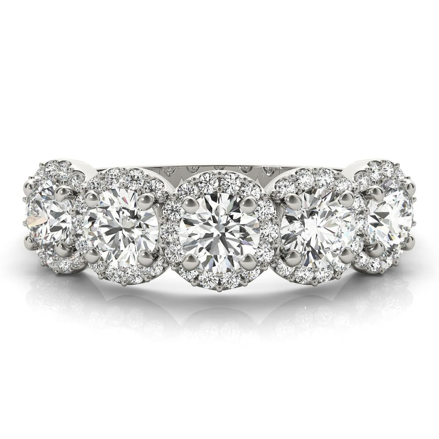 5 Stone Halo Ring