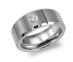 Load image into Gallery viewer, CROWN RING Men's Tungsten Diamond Wedding Band