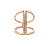 Load image into Gallery viewer, 14K Rose Gold Open Double Bar Diamond Ring