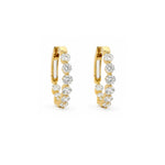 Load image into Gallery viewer, 18K Yellow Gold Inside/Outside Diamond Shared Prong Hoop Earrings