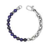 Load image into Gallery viewer, JOHN VARVATOS Artisan Sterling Silver Lapis Beaded Single-Strand Bracelet, Half Chain
