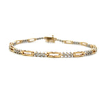 Load image into Gallery viewer, ESTATE 14K White and Yellow Gold Open Link and Diamond Station Bracelet