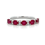 Load image into Gallery viewer, 18K White Gold Alternating Ruby and Diamond Ring