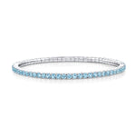 Load image into Gallery viewer, SLOANE STREET Sterling Silver Stretchable Swiss Blue Topaz Tennis Bracelet