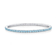 SLOANE STREET Sterling Silver Stretchable Swiss Blue Topaz Tennis Bracelet