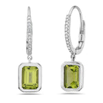 Load image into Gallery viewer, 14K White Gold Peridot and Diamond Earrings