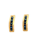 Load image into Gallery viewer, 14K Yellow Gold Channel-Set Sapphire Stud Earrings