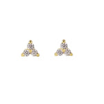 Load image into Gallery viewer, 14K Yellow Gold Dainty Diamond Triangle Earrings