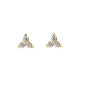 14K Yellow Gold Dainty Diamond Triangle Earrings