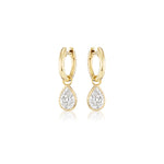 Load image into Gallery viewer, 18K Yellow Gold Huggie Bezel-Set Pear Diamond Drop Earrings