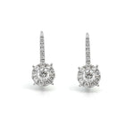 Load image into Gallery viewer, 14K White Gold Diamond Cluster Drop Earrings