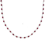 Load image into Gallery viewer, 18K White Gold Ruby and Diamond Halo Collar Necklace