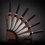 Load image into Gallery viewer, WILLIAM HENRY Kultro Damascus Steel Gourmet Steak Knife Set with Ebony Handles with Block