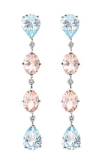 Load image into Gallery viewer, CASATO Naturelle Aquamarine and Pink Morganite Long Earrings