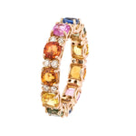 Load image into Gallery viewer, 18K Rose Gold Raindbow Sapphire & Diamond Eternity Band