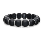 Load image into Gallery viewer, ROBERTO DEMEGLIO Dama Stretchable Black Bead Bracelet with Diamond Links