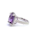 Load image into Gallery viewer, 14K White Gold Amethyst Diamond Halo Fashion Ring