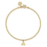 Load image into Gallery viewer, 14K Yellow Gold Beaded Initial A Bracelet