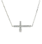 Load image into Gallery viewer, Horizontal Diamond Cross Necklace