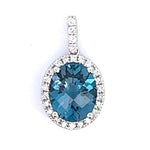 Load image into Gallery viewer, 14K White Gold London Blue Topaz and Diamond Halo Pendant