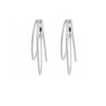 Load image into Gallery viewer, 18K White Gold Layered Triple Hoop Diamond Earrings