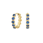 Load image into Gallery viewer, SETHI COUTURE 18K Yellow Gold Modern Bezel Blue Sapphire Huggies