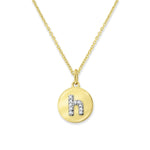 Load image into Gallery viewer, 14K Yellow Gold Mini Disc Diamond Initial "h" Necklace