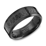 Load image into Gallery viewer, CROWN RING Men's Black Ceramic with Fiber Inlay Wedding Band