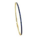 Load image into Gallery viewer, 14K Yellow Gold Blue Sapphire Flexible Bangle Bracelet
