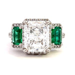 Load image into Gallery viewer, Emerald and Diamond 3-Stone Ring