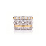 Load image into Gallery viewer, SLOANE STREET Sterling Silver and 18K Yellow Gold Faux Stack White Topaz and Diamond Ring