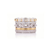 SLOANE STREET Sterling Silver and 18K Yellow Gold Faux Stack White Topaz and Diamond Ring