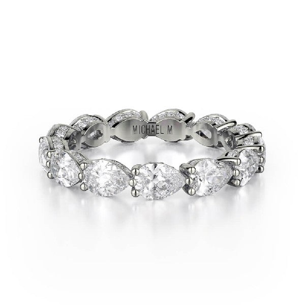 MICHAEL M 18K Crown Eternity Pear Cut Wedding Band