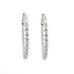 Load image into Gallery viewer, 18K White Gold Large Oval Inside/Out Diamond Hoop Earrings 5.14cttw
