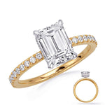 Load image into Gallery viewer, 18K Yellow and White Gold Hidden Halo Engagement Ring