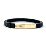 Load image into Gallery viewer, 18K Yellow Gold Bar Black Ceramic Stretchable Diamond Bracelet